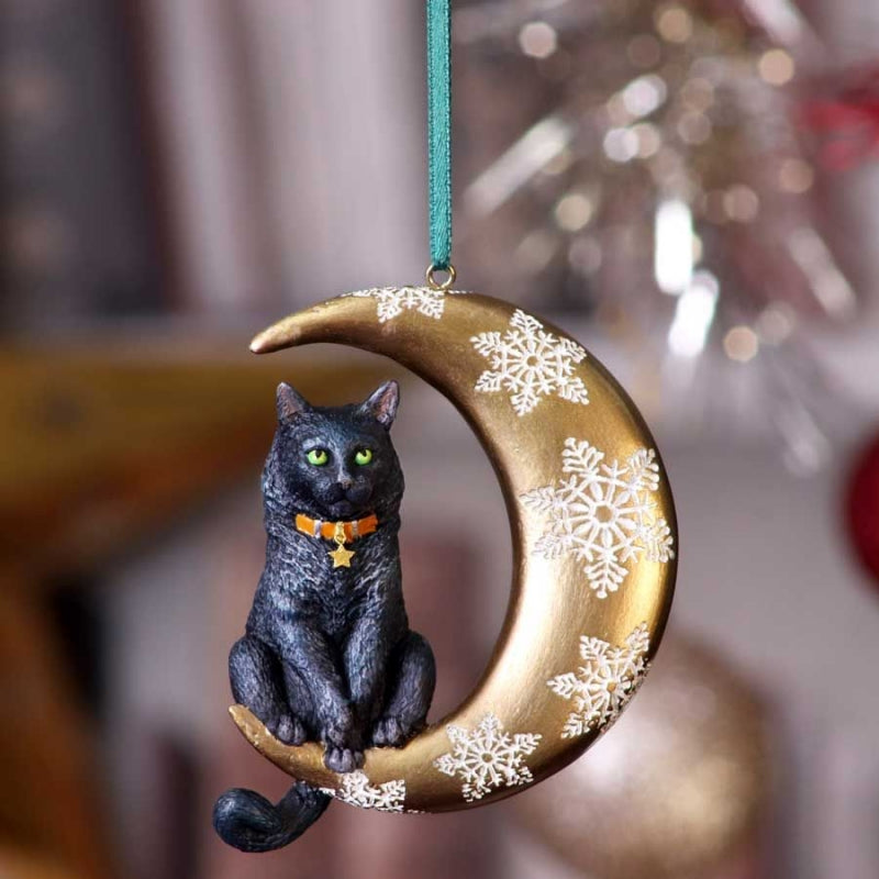 Moon Cat Hanging Ornament by Lisa Parker