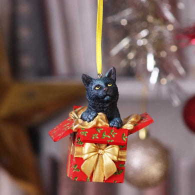 Present Cat Hanging Ornament by Lisa Parker