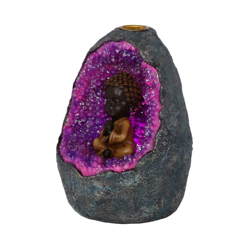 Zen Geode Baby Buddha Crystal Backflow Incense Burner