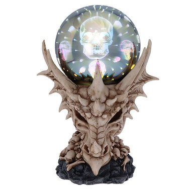 Skeletal Realm Dragon Skull & Light Up Orb Figurine